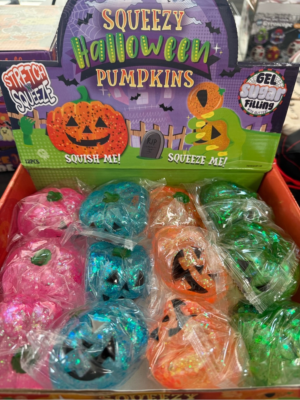 Glitter Squeezy Halloween Pumpkins Kids Sensory Squishy Toy